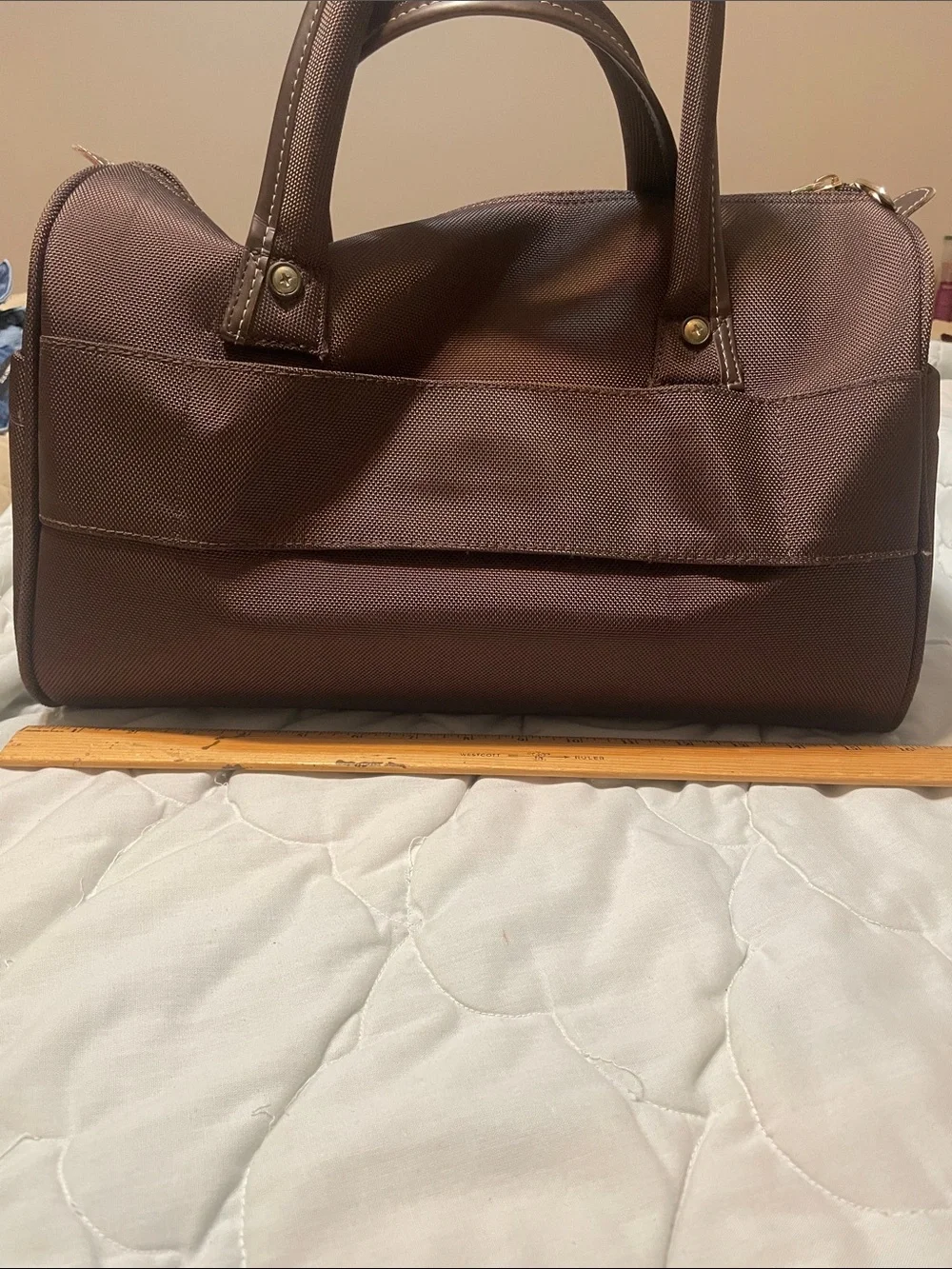 London Fog Chocolate Brown Men's Duffel Bag with Gold Hardware